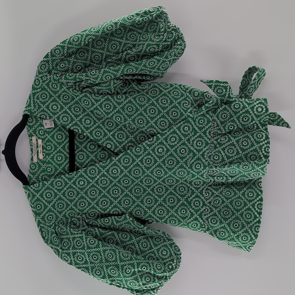 Scotch & Soda Puff Sleeve Peplum Top & Wide Leg Pants Set Green Small Boho Chic - Picture 3 of 10